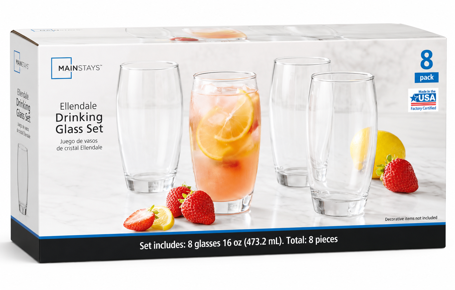 Main Stays Drinking Glass Set (8pc)